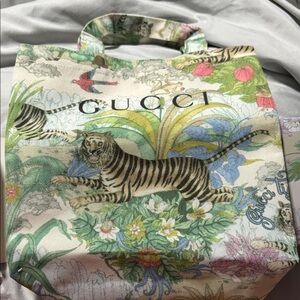 Gucci Multicolor Floral and Tiger Print Tote
